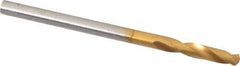 Guhring - #34 130° Parabolic Flute Cobalt Screw Machine Drill Bit - TiN Finish, Right Hand Cut, 16mm Flute Length, 46mm OAL, Standard Point, Straight Shank - Industrial Tool & Supply