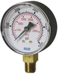 Wika - 2" Dial, 1/4 Thread, 0-1,000 Scale Range, Pressure Gauge - Lower Connection Mount, Accurate to 3-2-3% of Scale - Industrial Tool & Supply