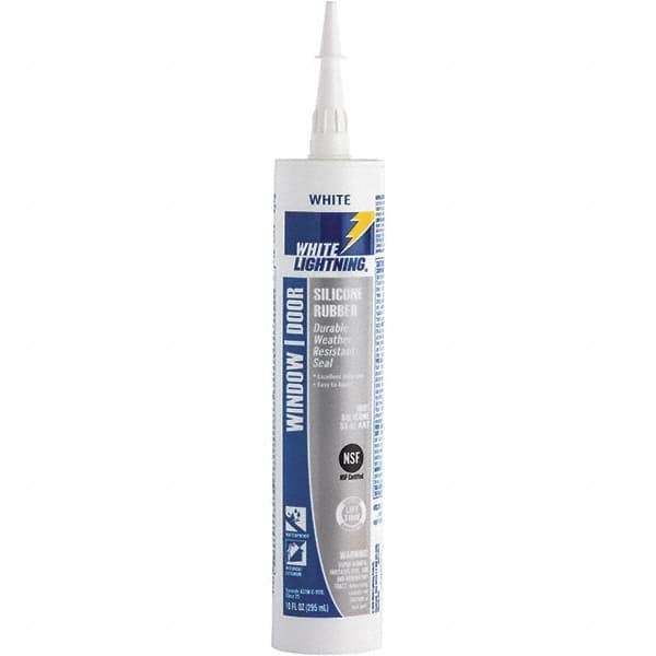 White Lightning - 10 oz Cartridge White RTV Silicone Joint Sealant - -80 to 450°F Operating Temp, 30 min Tack Free Dry Time, 24 hr Full Cure Time - Industrial Tool & Supply