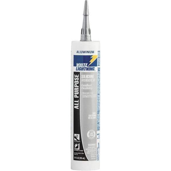 White Lightning - 10 oz Cartridge Silver RTV Silicone Joint Sealant - -80 to 400°F Operating Temp, 30 min Tack Free Dry Time, 24 hr Full Cure Time - Industrial Tool & Supply