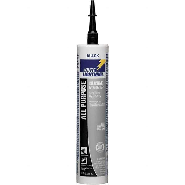 White Lightning - 10 oz Cartridge Black RTV Silicone Joint Sealant - -80 to 400°F Operating Temp, 30 min Tack Free Dry Time, 24 hr Full Cure Time - Industrial Tool & Supply
