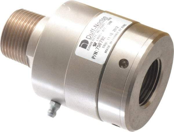 Duff-Norton - 1 NPT Right Hand Rotor Thread, 99" Body Length, Single Ball Bearing, High Pressure, Rotary Union - 80 Max RPM, 3,600 Max psi - Industrial Tool & Supply