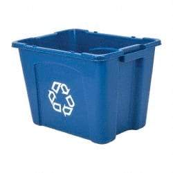 Rubbermaid - 14 Gal Blue Rectangle Recycling Container - Polyethylene, 14-3/4" High x 20-3/4" Long x 16" Wide - Industrial Tool & Supply