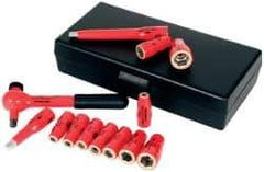 Wiha - 13 Piece 1/4" Drive Socket Set - 6 Points, 5mm to 13mm Range, Metric Measurement Standard - Industrial Tool & Supply