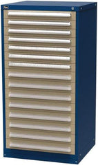 Vidmar - 15 Drawer, Modular Storage Cabinet - Steel, 30" Wide x 27-3/4" Deep x 59" High, Blue & Beige - Industrial Tool & Supply