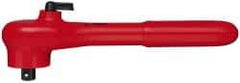 Knipex - 3/8" Drive Square Head Ratchet - Insulated Finish, 7-1/2" OAL, 24 Gear Teeth, Reversible Head - Industrial Tool & Supply