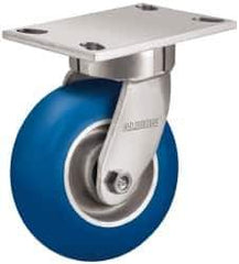 Albion - 5" Diam x 2" Wide x 6-1/2" OAH Top Plate Mount Swivel Caster - Neoprene, 600 Lb Capacity, Precision Sealed Bearing, 4 x 4-1/2" Plate - Industrial Tool & Supply