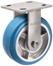 Albion - 6" Diam x 2" Wide x 7-1/4" OAH Top Plate Mount Rigid Caster - Neoprene, 700 Lb Capacity, Roller Bearing, 4 x 4-1/2" Plate - Industrial Tool & Supply