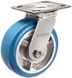 Albion - 4" Diam x 2" Wide x 5-5/8" OAH Top Plate Mount Swivel Caster - Neoprene, 500 Lb Capacity, Roller Bearing, 4 x 4-1/2" Plate - Industrial Tool & Supply
