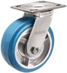 Albion - 4" Diam x 2" Wide x 5-5/8" OAH Top Plate Mount Swivel Caster - Neoprene, 500 Lb Capacity, Roller Bearing, 4 x 4-1/2" Plate - Industrial Tool & Supply