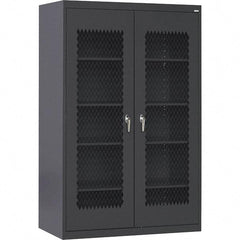 Sandusky Lee - 5 Shelf Visible Storage Cabinet - Steel, 36" Wide x 24" Deep x 72" High, Black - Industrial Tool & Supply