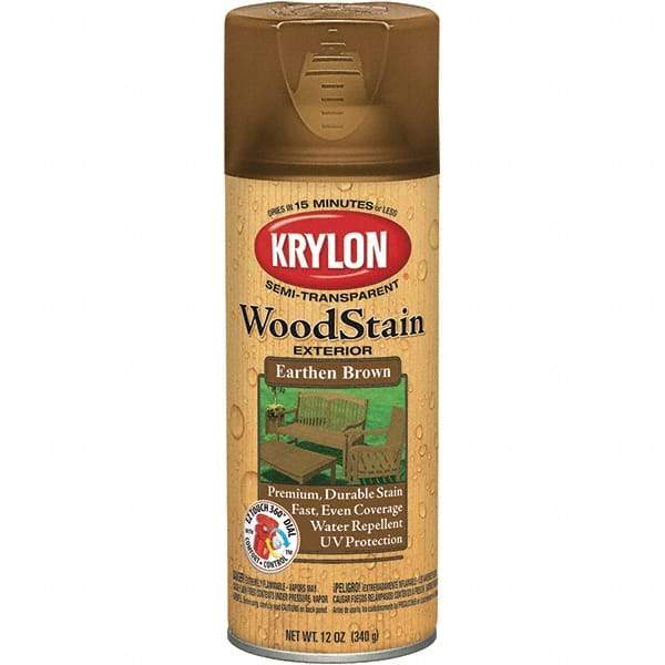 Krylon - 0.5 Qt Aerosol Can Earth Brown Wood Stain - Oil-Based, Semi-Transparent - Industrial Tool & Supply