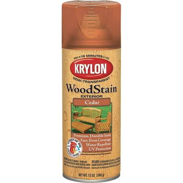 Krylon - 0.5 Qt Aerosol Can Cedar Wood Stain - Oil-Based, Semi-Transparent - Industrial Tool & Supply