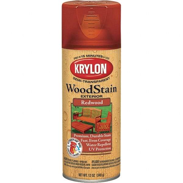 Krylon - 0.5 Qt Aerosol Can Redwood Wood Stain - Oil-Based, Semi-Transparent - Industrial Tool & Supply