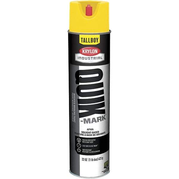 Krylon - 25 fl oz Yellow Marking Paint - 35 to 71 Sq Ft Coverage, Solvent-Based Formula - Industrial Tool & Supply