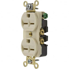 Hubbell Wiring Device-Kellems - 250 VAC 15A NEMA 6-15R Industrial Grade Ivory Straight Blade Duplex Receptacle - Industrial Tool & Supply