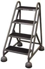 Cotterman - 42" 4 Step MasterStep Rolling Office Ladder - Assembled, 450 Lb Capacity, 36" Platform Height, 26" Base Width x 39" Base Depth, Rubber Matted - Industrial Tool & Supply