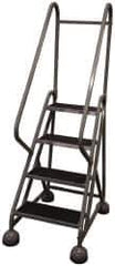 Cotterman - 42" 4 Step MasterStep Rolling Office Ladder - Assembled, 450 Lb Capacity, 36" Platform Height, 26" Base Width x 39" Base Depth, Rubber Matted - Industrial Tool & Supply