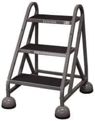 Cotterman - 33" 3 Step MasterStep Rolling Office Ladder - Assembled, 450 Lb Capacity, 27" Platform Height, 25" Base Width x 34" Base Depth, Rubber Matted - Industrial Tool & Supply