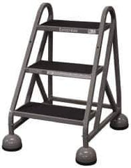 Cotterman - 33" 3 Step MasterStep Rolling Office Ladder - Assembled, 450 Lb Capacity, 27" Platform Height, 25" Base Width x 34" Base Depth, Rubber Matted - Industrial Tool & Supply