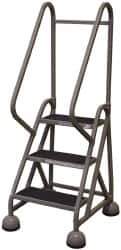 Cotterman - 33" 3 Step MasterStep Rolling Office Ladder - Assembled, 450 Lb Capacity, 27" Platform Height, 25" Base Width x 34" Base Depth, Rubber Matted - Industrial Tool & Supply