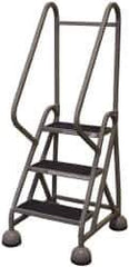Cotterman - 33" 3 Step MasterStep Rolling Office Ladder - Assembled, 450 Lb Capacity, 27" Platform Height, 25" Base Width x 34" Base Depth, Rubber Matted - Industrial Tool & Supply