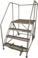 Cotterman - 70" 4 Step Rolling Work Platform - Assembled, 800 Lb Capacity, 40" Platform Height, 40" Base Width x 62" Base Depth, Serrated Steel - Industrial Tool & Supply