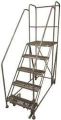 Cotterman - 86" 5 Step Rolling Work Platform - Assembled, 800 Lb Capacity, 50" Platform Height, 28" Base Width x 58" Base Depth, Serrated Steel - Industrial Tool & Supply