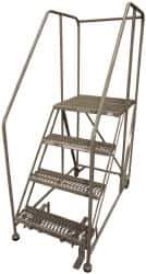 Cotterman - 70" 4 Step Rolling Work Platform - Assembled, 800 Lb Capacity, 40" Platform Height, 28" Base Width x 50" Base Depth, Serrated Steel - Industrial Tool & Supply