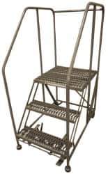 Cotterman - 60" 3 Step Rolling Work Platform - Assembled, 800 Lb Capacity, 30" Platform Height, 40" Base Width x 53" Base Depth, Serrated Steel - Industrial Tool & Supply