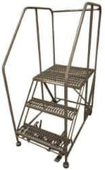 Cotterman - 60" 3 Step Rolling Work Platform - Assembled, 800 Lb Capacity, 30" Platform Height, 28" Base Width x 43" Base Depth, Serrated Steel - Industrial Tool & Supply