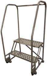 Cotterman - 50" 2 Step TiltNRoll Rolling Ladder - Assembled, 450 Lb Capacity, 20" Platform Height, 28" Base Width x 24" Base Depth, Perforated Tread - Industrial Tool & Supply