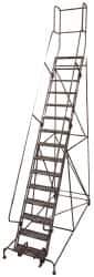Cotterman - 202" 16 Step Rolling Warehouse Ladder - Knocked Down, 450 Lb Capacity, 160" Platform Height, 44" Base Width x 222" Base Depth, Perforated Tread - Industrial Tool & Supply