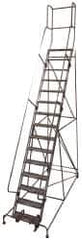 Cotterman - 192" 15 Step Rolling Warehouse Ladder - Knocked Down, 450 Lb Capacity, 150" Platform Height, 44" Base Width x 210" Base Depth, Perforated Tread - Industrial Tool & Supply