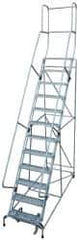 Cotterman - 162" 12 Step Rolling Warehouse Ladder - Knocked Down, 450 Lb Capacity, 120" Platform Height, 34" Base Width x 174" Base Depth, Perforated Tread - Industrial Tool & Supply