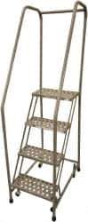 Cotterman - 70" 4 Step Rolling Warehouse Ladder - Assembled, 450 Lb Capacity, 40" Platform Height, 20" Base Width x 31" Base Depth, Perforated Tread - Industrial Tool & Supply