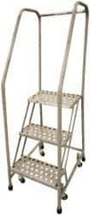 Cotterman - 80" 5 Step Rolling Warehouse Ladder - Assembled, 450 Lb Capacity, 50" Platform Height, 30" Base Width x 40" Base Depth, Perforated Tread - Industrial Tool & Supply