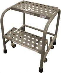 Cotterman - 20" 2 Step Rolling Warehouse Ladder - Assembled, 450 Lb Capacity, 20" Platform Height, 26" Base Width x 18" Base Depth, Perforated Tread - Industrial Tool & Supply