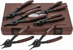 Paramount - 6 Piece, 3/8 to 1-3/4" Bore, 1/8 to 1-7/16" Shaft, Internal/External Retaining Ring Pliers Set - 0.038 to 0.07" Tip Diam Range - Industrial Tool & Supply