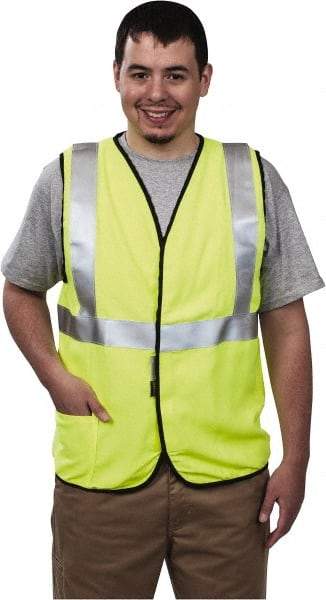 OccuNomix - Size L Flame Resistant/Retardant Yellow Solid General Purpose Vest - 40 to 42" Chest, ANSI 107-2015, ASTM F1506, ATPV=5.4 cal/Sq cm, NFPA 70E/HRC=1, Hook & Loop Closure, 1 Pocket, Modacrylic/Aramid Blend - Industrial Tool & Supply