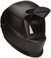 PRO-SAFE - 3-21/32" Window Width x 1-3/4" Window Height, 10 Shade Fixed Shade Lens, Front Lift Welding Helmet - Black Nylon Clear Lens - Industrial Tool & Supply