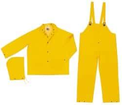 MCR Safety - Size XL, Yellow, Rain, Disposable Encapsulated Suit - Detachable Hood - Industrial Tool & Supply