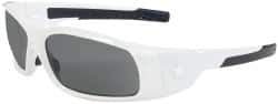 MCR Safety - Gray Lenses, Framed Safety Glasses - Anti-Fog, Scratch Resistant, White Polycarbonate Frame, Wrap Around - Industrial Tool & Supply
