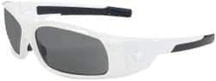 MCR Safety - Gray Lenses, Framed Safety Glasses - Anti-Fog, Scratch Resistant, White Polycarbonate Frame, Wrap Around - Industrial Tool & Supply