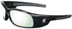 MCR Safety - Clear Mirror Lenses, Framed Safety Glasses - Anti-Fog, Scratch Resistant, Black Polycarbonate Frame, Wrap Around - Industrial Tool & Supply