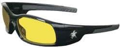 MCR Safety - Amber Lenses, Framed Safety Glasses - Scratch Resistant, Black Polycarbonate Frame, Wrap Around - Industrial Tool & Supply