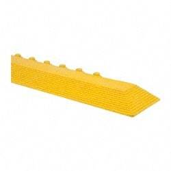 Wearwell - 39" Long x 3" Wide x 5/8" Thick, Anti-Fatigue Modular Matting Ramp Edge - Male, Yellow, For Dry & Wet Areas, Series 572 - Industrial Tool & Supply