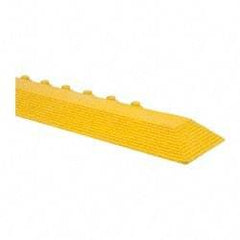 Wearwell - 39" Long x 3" Wide x 5/8" Thick, Anti-Fatigue Modular Matting Ramp Edge - Male, Yellow, For Dry & Wet Areas, Series 572 - Industrial Tool & Supply