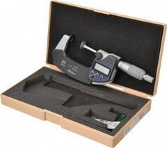 Mitutoyo - 1 to 2 Inch, Ratchet Stop Thimble, IP65 Water Resistance, Electronic Disc Micrometer - 0.0002 Inch Accuracy, 20mm Disc, 0.00005 Inch Resolution - Industrial Tool & Supply