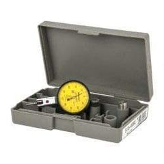 Mitutoyo - 0.2 mm Range, 0.002 mm Dial Graduation, Horizontal Dial Test Indicator - 1.5748 Inch Yellow Dial, 0-100-0 Dial Reading, Accurate to 0.003 Inch - Industrial Tool & Supply